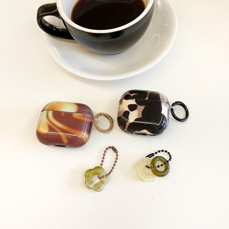 Silikonska futrola za AirPods, crno-bijeli agat šmudge, dizajn crtić privjeska, elektroplating završetak, kompatibilno s Apple AirPods 2/3 i 4. generacije/Pro 2