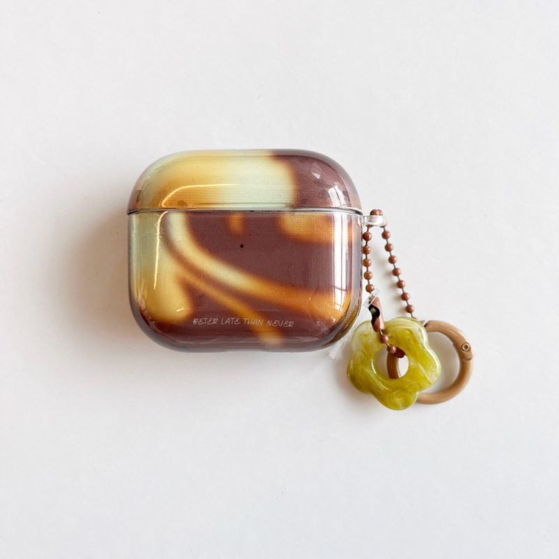 Silikonska futrola za AirPods, crno-bijeli agat šmudge, dizajn crtić privjeska, elektroplating završetak, kompatibilno s Apple AirPods 2/3 i 4. generacije/Pro 2