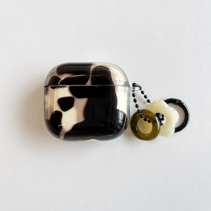 Silikonska futrola za AirPods, crno-bijeli agat šmudge, dizajn crtić privjeska, elektroplating završetak, kompatibilno s Apple AirPods 2/3 i 4. generacije/Pro 2