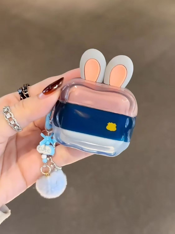 Θήκη AirPods από TPU για 3/4 και Pro 2/3 με ζωικό μοτίβο (λαγουδάκι και αλεπού) — καπάκι flip, ημιδιαφανής, πλήρης κάλυψη, φινίρισμα με σπρέι