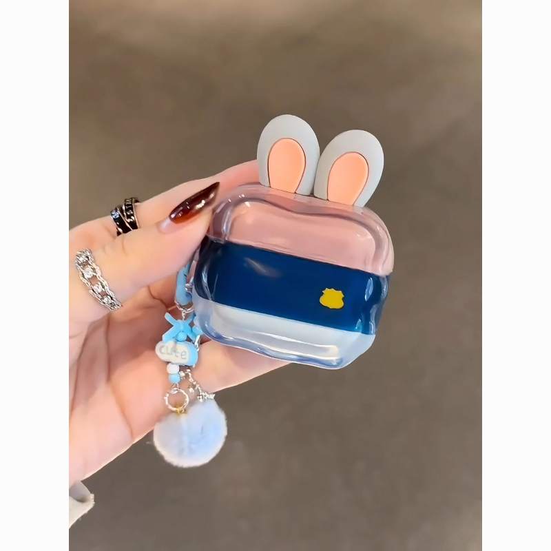 Θήκη AirPods από TPU για 3/4 και Pro 2/3 με ζωικό μοτίβο (λαγουδάκι και αλεπού) — καπάκι flip, ημιδιαφανής, πλήρης κάλυψη, φινίρισμα με σπρέι