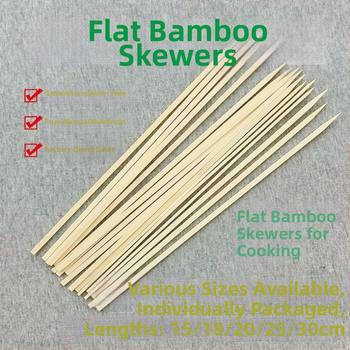 Ploché bambusové špízy na grilovanie, jednorazové, ručne vyrobené, DIY