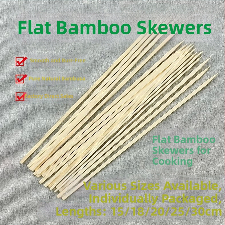 Ploché bambusové špízy na grilovanie, jednorazové, ručne vyrobené, DIY