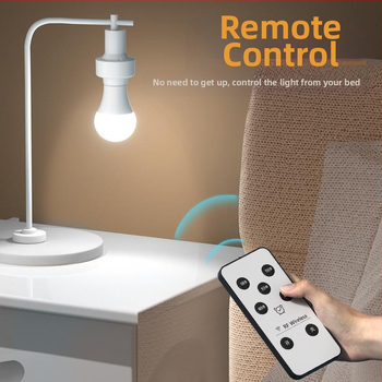 Suport lampă cu telecomandă infraroșu, wireless, priză E27 și întrerupător lampă pentru noptieră
