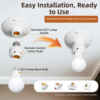 Suport lampă cu telecomandă infraroșu, wireless, priză E27 și întrerupător lampă pentru noptieră