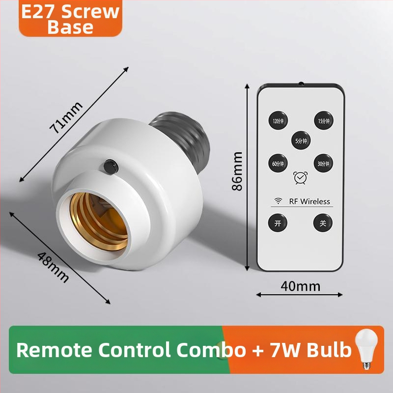 Suport lampă cu telecomandă infraroșu, wireless, priză E27 și întrerupător lampă pentru noptieră
