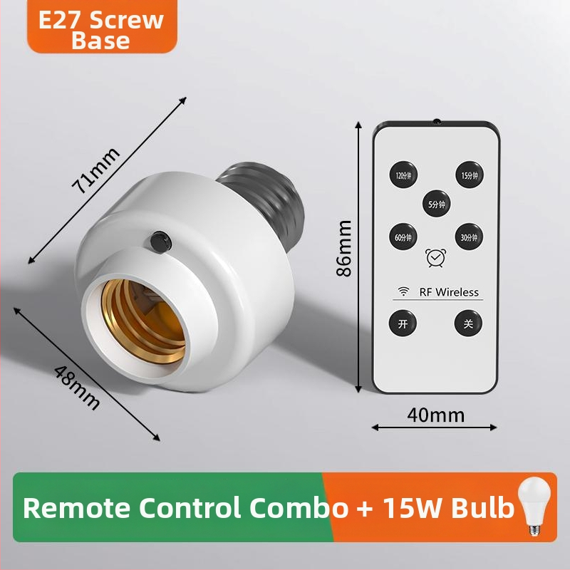 Suport lampă cu telecomandă infraroșu, wireless, priză E27 și întrerupător lampă pentru noptieră