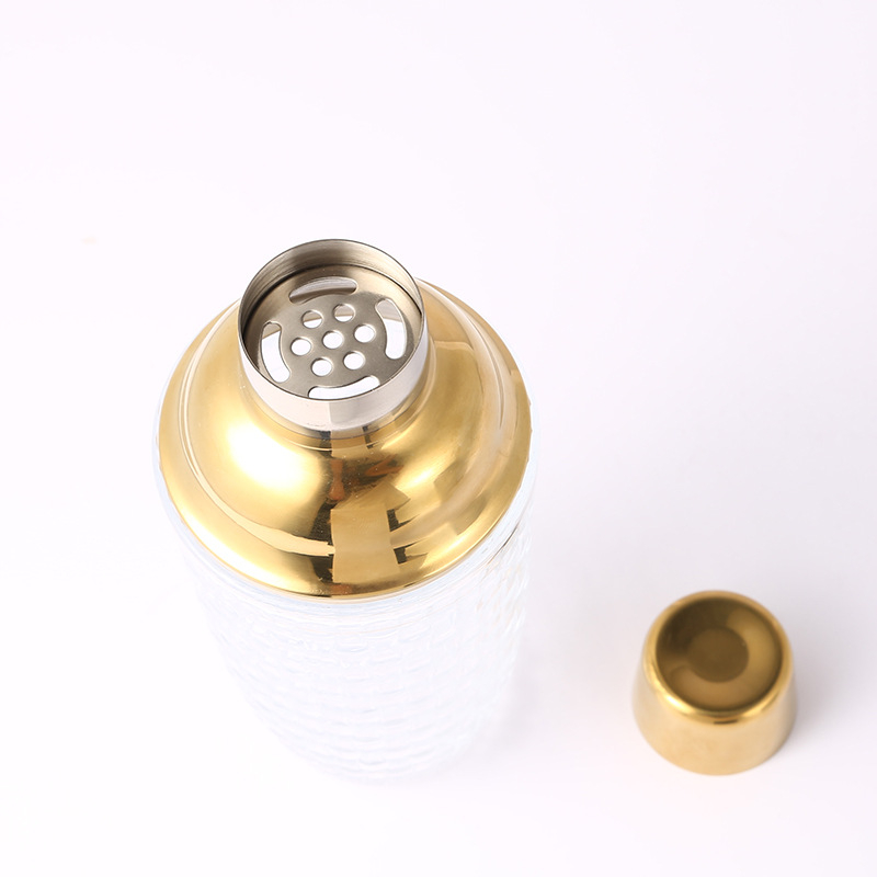 Rozsdamentes acél koktél shaker galvanizált fedéllel, modern minimalist dizájn, OPP csomagolás