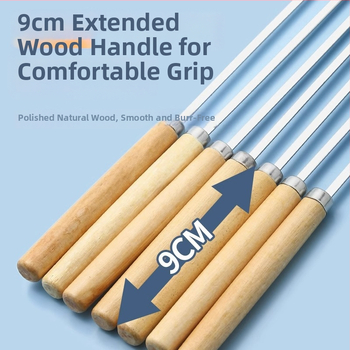 Nerezové oceľové špízy s drevenou rúčkou, opakovane použiteľné