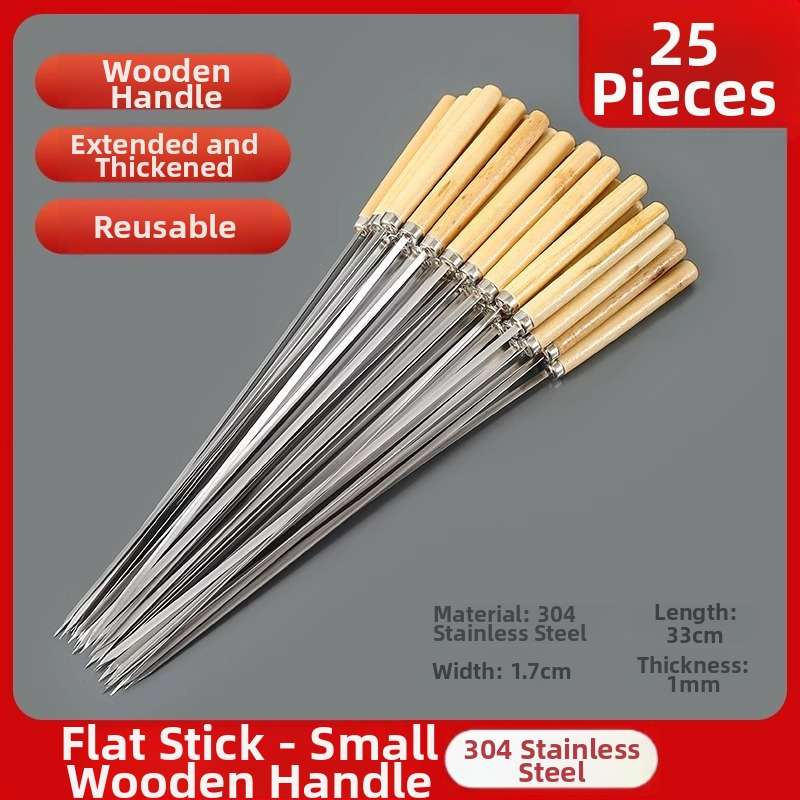 Nerezové oceľové špízy s drevenou rúčkou, opakovane použiteľné