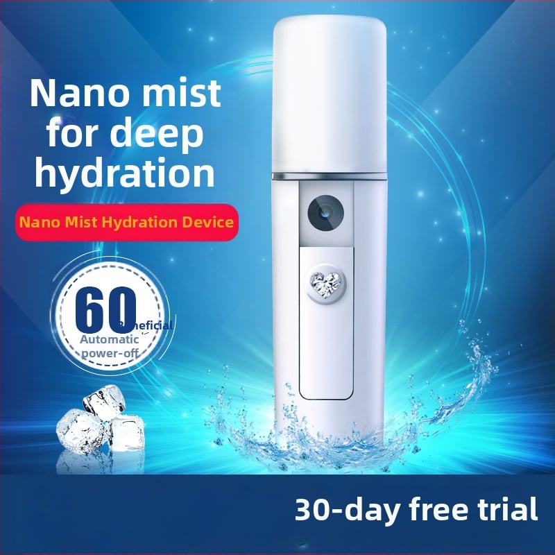 Nano postrekovač hydratačný na tvár, prenosné dobíjateľné kozmetické zariadenie so studeným postrekom, zvlhčovač tváre, hmla 31-60 s, výdrž 1-3 h, batéria 100-300 mAh