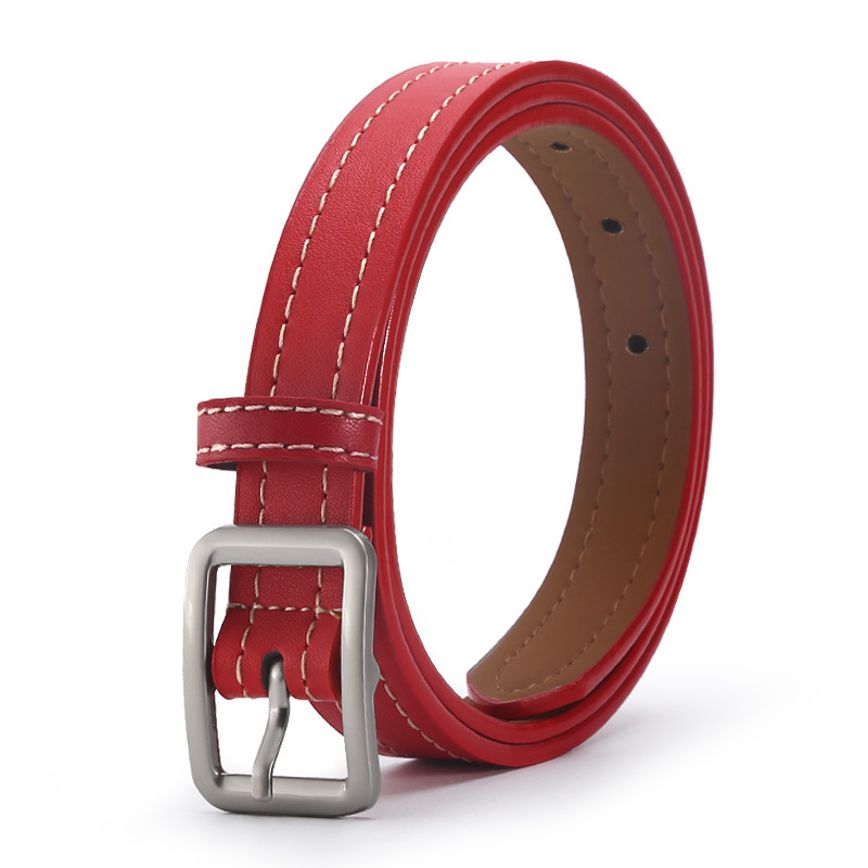 Traka od umjetne kože s kopčom od legure, kopča s iglom, širina 2-4 cm, dizajn s bijelom linijom i kvadratnom kopčom, korejski modni stil