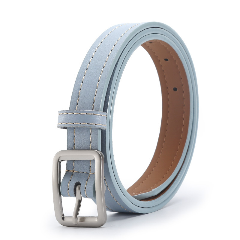 Traka od umjetne kože s kopčom od legure, kopča s iglom, širina 2-4 cm, dizajn s bijelom linijom i kvadratnom kopčom, korejski modni stil