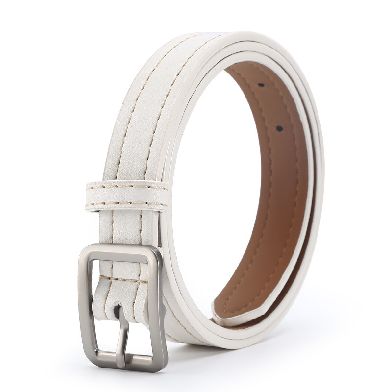 Traka od umjetne kože s kopčom od legure, kopča s iglom, širina 2-4 cm, dizajn s bijelom linijom i kvadratnom kopčom, korejski modni stil