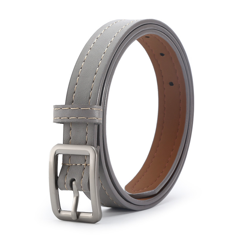 Traka od umjetne kože s kopčom od legure, kopča s iglom, širina 2-4 cm, dizajn s bijelom linijom i kvadratnom kopčom, korejski modni stil