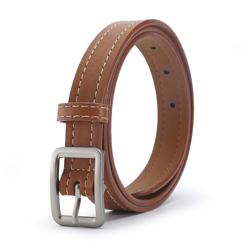 Traka od umjetne kože s kopčom od legure, kopča s iglom, širina 2-4 cm, dizajn s bijelom linijom i kvadratnom kopčom, korejski modni stil