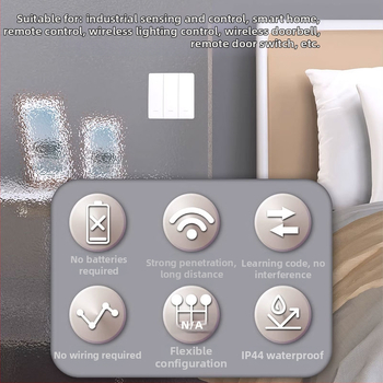 Bezdrôtové diaľkové ovládanie s generovanou energiou a RF riadením, určené pre priemyselné senzorové systémy a inteligentný dom, bezdrôtový zvonček na dvere (bez batérií)