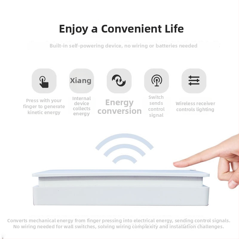 Bezdrôtové diaľkové ovládanie s generovanou energiou a RF riadením, určené pre priemyselné senzorové systémy a inteligentný dom, bezdrôtový zvonček na dvere (bez batérií)