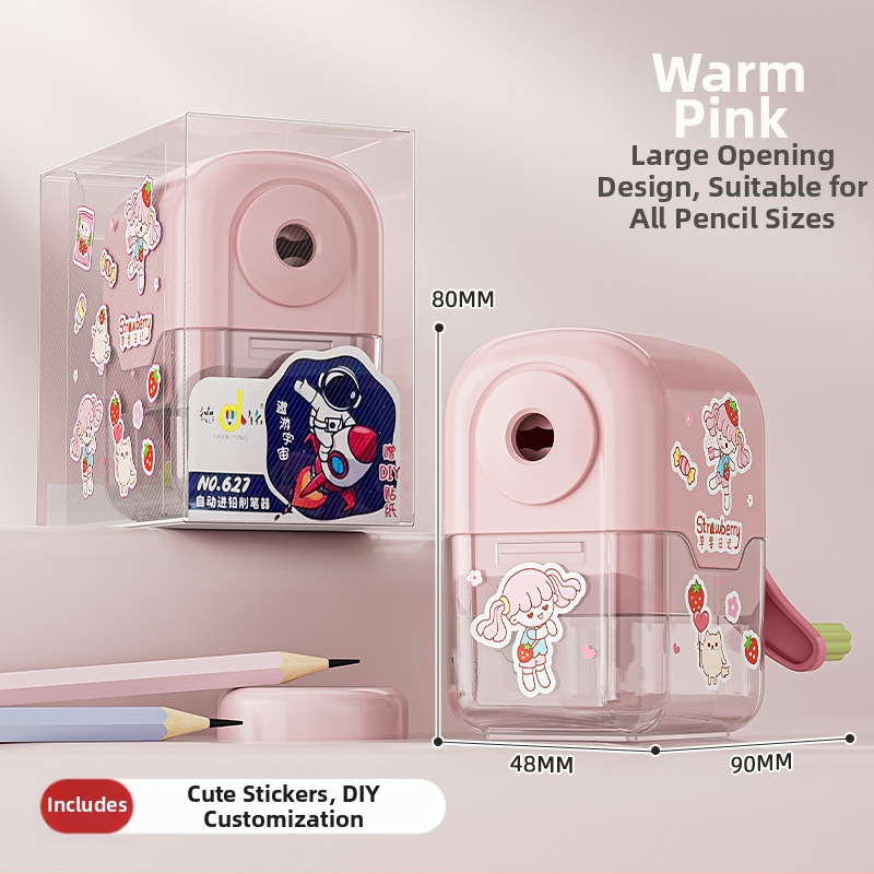 Oštrilica za olovke s automatskim rotirajućim valjkom, plastično kućište, geometrijski oblik, model 627, 90 g, Unisex