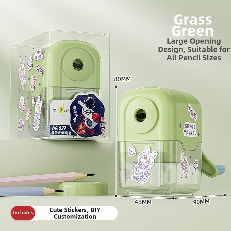 Oštrilica za olovke s automatskim rotirajućim valjkom, plastično kućište, geometrijski oblik, model 627, 90 g, Unisex