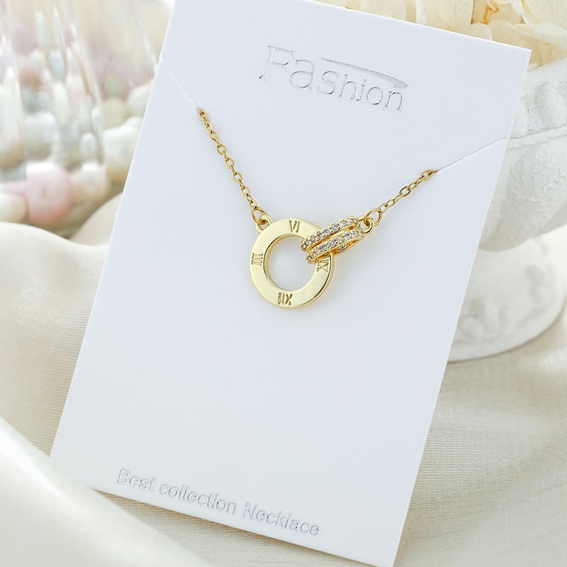 Lagani luksuzni kolut za klavikulu s dvostrukim privjeskom, titan čelik, duljina 41–50 cm