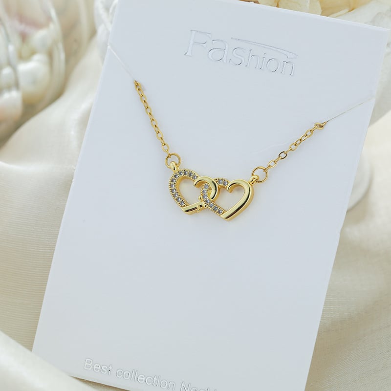 Lagani luksuzni kolut za klavikulu s dvostrukim privjeskom, titan čelik, duljina 41–50 cm