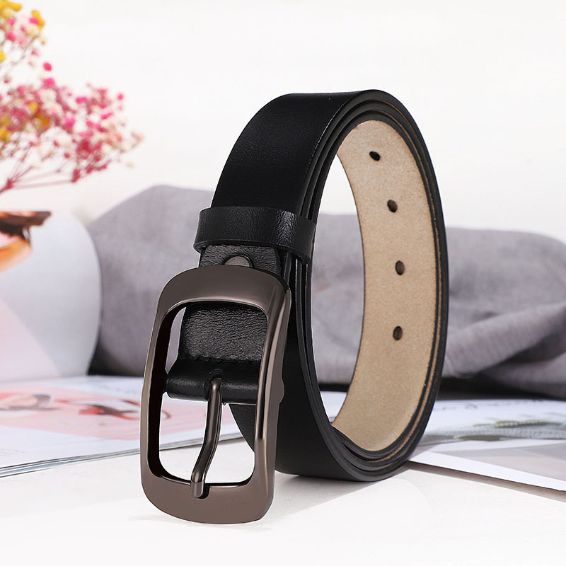 Curea decorativă de damă din piele naturală, din două straturi de piele de vită, cataramă din aliaj, închidere cu cui, stil vintage