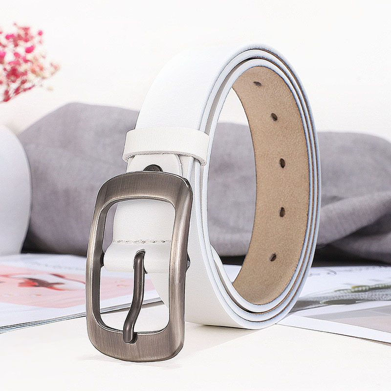 Curea decorativă de damă din piele naturală, din două straturi de piele de vită, cataramă din aliaj, închidere cu cui, stil vintage