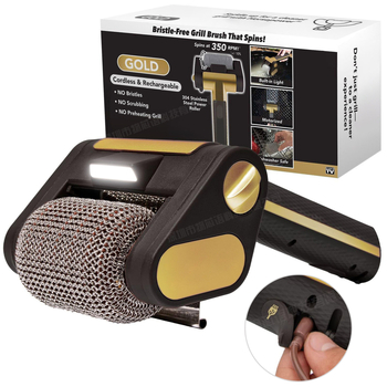 BBQ roler četka za roštilj s LED svjetlom, bez čekinja, čišćenje hrane, 304 nehrđajući čelik četka i nehrđajući čelični držač, paket 24 kom