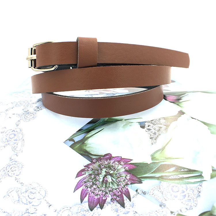 Ženski tanki remen od umjetne kože sa kvadratičnom metalnom kopčom, kopča s pin mehanizmom