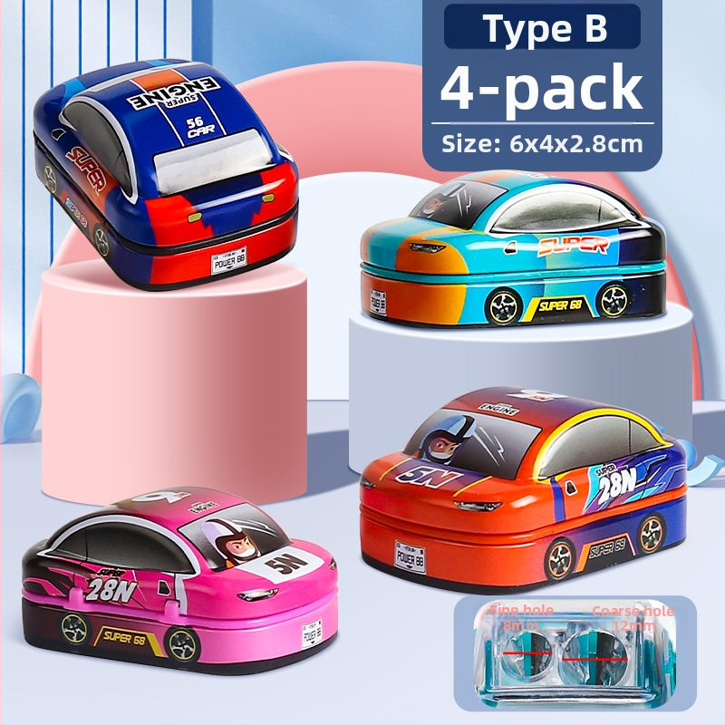 Ručný orezávač ceruziek s dvomi dierami, mini dizajn auta, model X258, pre deti 0–14 rokov, unisex