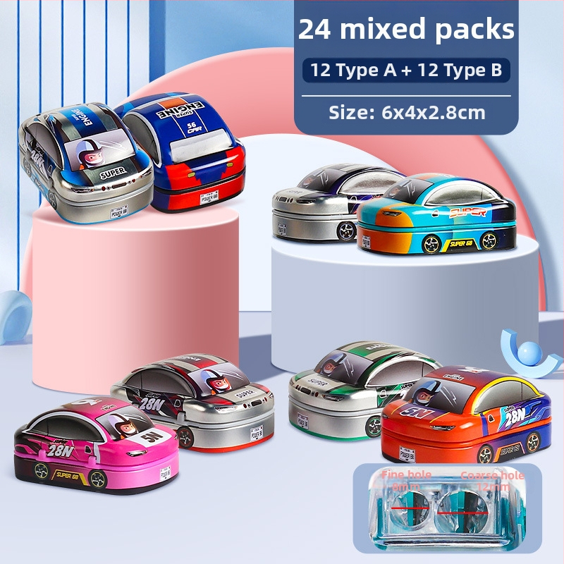 Ručný orezávač ceruziek s dvomi dierami, mini dizajn auta, model X258, pre deti 0–14 rokov, unisex