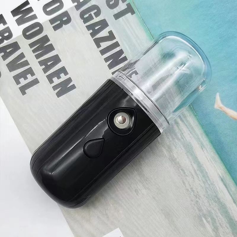 Νάνο σπρέι ενυδάτωσης προσώπου — φορητός χειρός ψεκαστήρας, κρύος ψεκασμός, 1η ρύθμιση, ενσωματωμένη μπαταρία 100–300 mAh, διάρκεια ομίχλης έως 10 s, αυτονομία 1–3 h