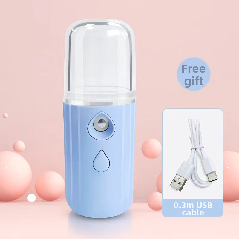 Nano zvlhčovač tváre — ručný prenosný mlžič, studený sprej, 1. stupeň, vstavaná batéria 100–300 mAh, čas hmly do 10 s, výdrž 1–3 h