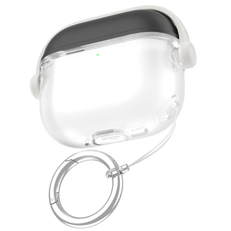 Zaštitna futrola AirPods 4 / Pro, silikon, poluprozirni mozaik uzorak, potpuno prekrivanje, preklopni poklopac i držač.