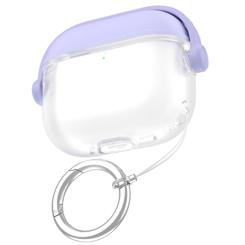 Zaštitna futrola AirPods 4 / Pro, silikon, poluprozirni mozaik uzorak, potpuno prekrivanje, preklopni poklopac i držač.