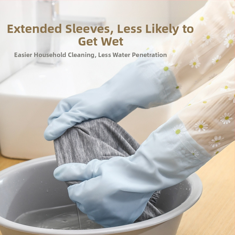 Γάντια PVC οικιακής χρήσης, παχιά, διχρωματικά, με μακρύ μανσέτο για καθαρισμό και πλύσιμο