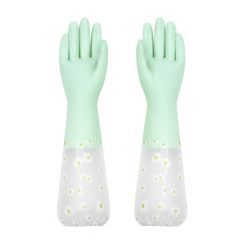 Γάντια PVC οικιακής χρήσης, παχιά, διχρωματικά, με μακρύ μανσέτο για καθαρισμό και πλύσιμο