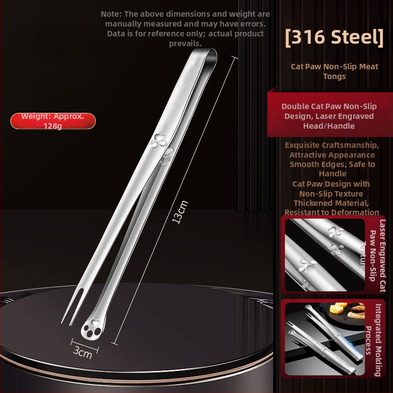 Kliešte na gril z 316 nerezovej ocele s vidličkou, rozšírené, viacúčelové, protišmykové, tepelne odolné