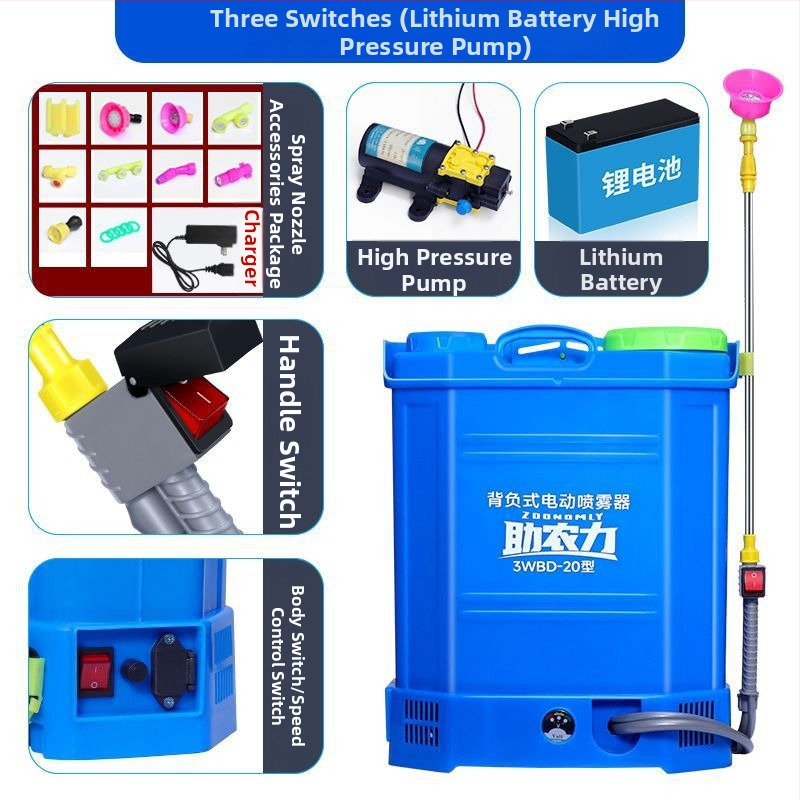 Elektrický batohový postrekovač, vysokotlakový, pre poľnohospodárstvo (Značka: Powerful Factory; Rozmery: pozrite detaily; Účel: Ochrana rastlín)