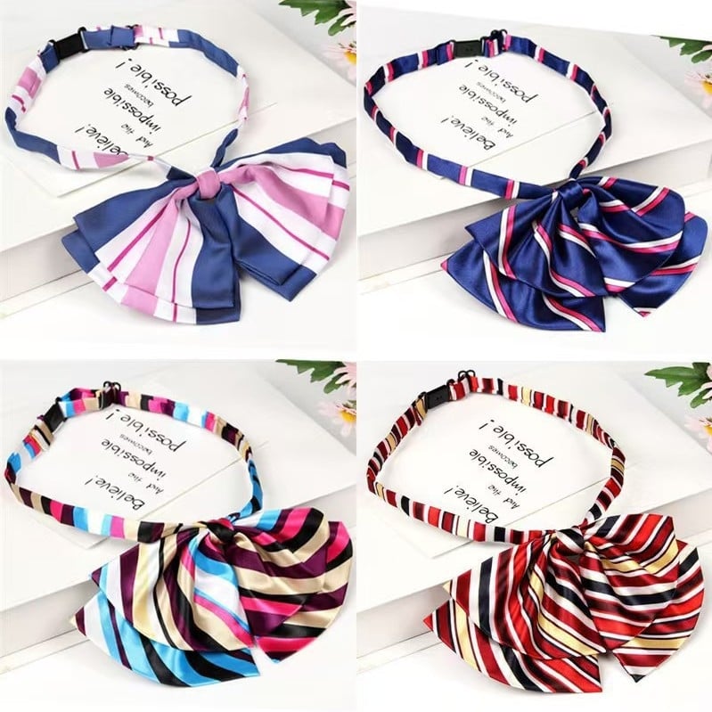 Γυναικείο ριγέ επαγγελματικό πουκάμισο με παπιγιόν, ευθύς γιακά, εθνοστυλ (φθινόπωρο 2024)