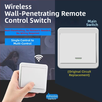 Bezdrôtový vypínač osvetlenia 220V s dvojitou kontrolou, nalepovací panel (bez káblovania)