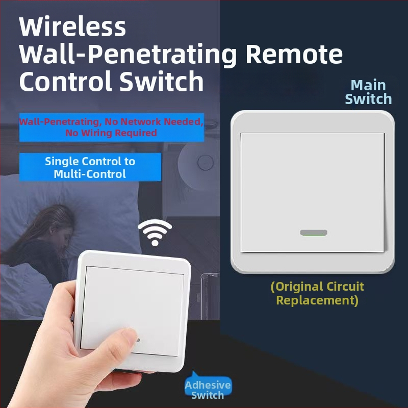 Bezdrôtový vypínač osvetlenia 220V s dvojitou kontrolou, nalepovací panel (bez káblovania)