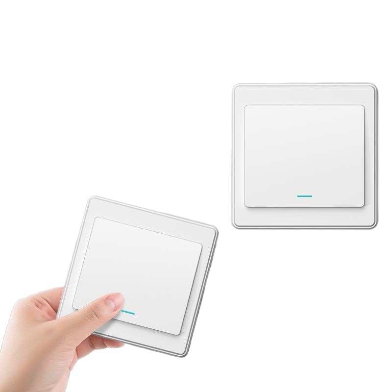 Безжичен дистанционен превключвател за осветление 220V, двойно управление, самозалепващ панел (без окабеляване)