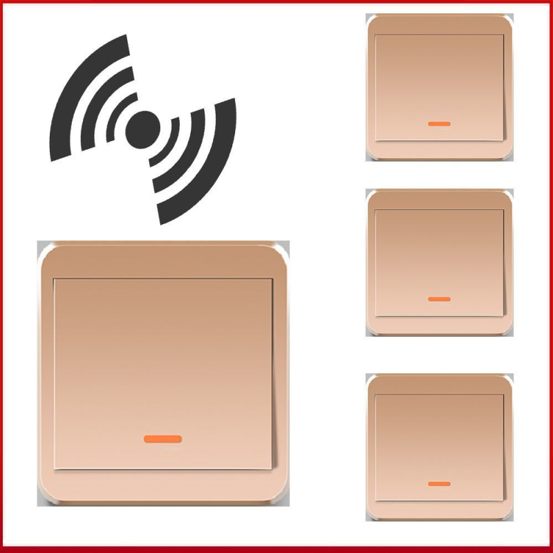 Безжичен дистанционен превключвател за осветление 220V, двойно управление, самозалепващ панел (без окабеляване)