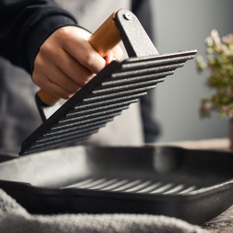 Presa za meso Zhu Le — od lijevanog željeza, set za hamburger i odrezak, model YR-003, moderni minimalistički stil