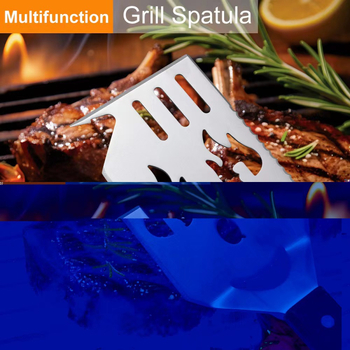 Špatula za kuhanje od nehrđajućeg čelika s bukovom drškom | protivlepljiva, protuklizna, otporna na visoke temperature, zaštita od opeklina | ispis logotipa dostupan