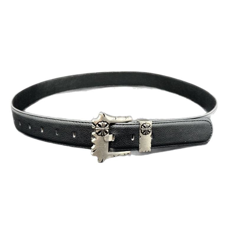 Curea cu cataramă în formă de cruce pentru bărbați și femei, potrivită pentru rochii și blugi (Piele artificială • Cataramă din aliaj • Închidere cu pin • Perforație și electroplacare)