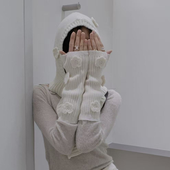 Cvjetni pleteni rukavci za ruke s djelomičnim prstima za žene, topli izvezeni pleteni rukavici (zima, proljeće, jesen)