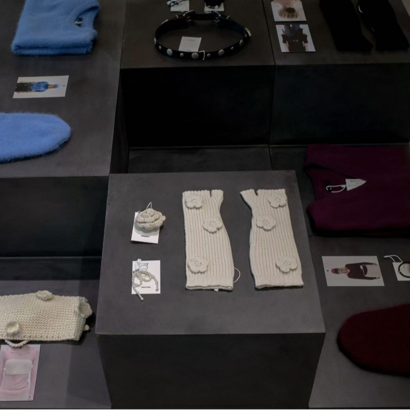 Cvjetni pleteni rukavci za ruke s djelomičnim prstima za žene, topli izvezeni pleteni rukavici (zima, proljeće, jesen)